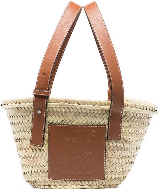 LOEWE Schoudertas met logopatch en handgreep Beige