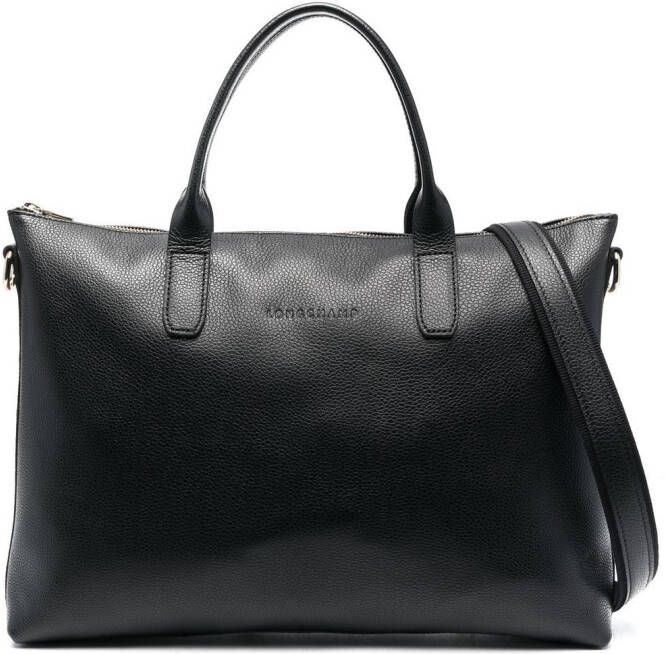 Longchamp Le Foulonna leren aktetas Zwart