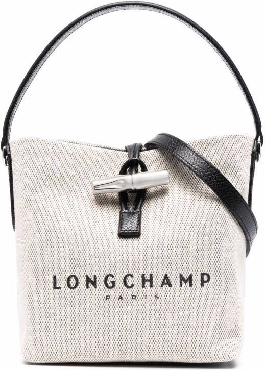 Longchamp Roseau canvas bucket-tas Beige