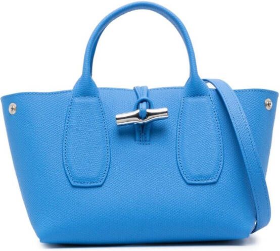 Longchamp Roseau leren shopper Blauw
