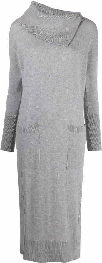 Lorena Antoniazzi Midi-jurk met gevouwen kraag Grijs