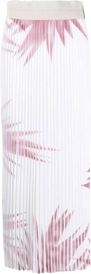 Lorena Antoniazzi Plooirok met palmboomprint Wit