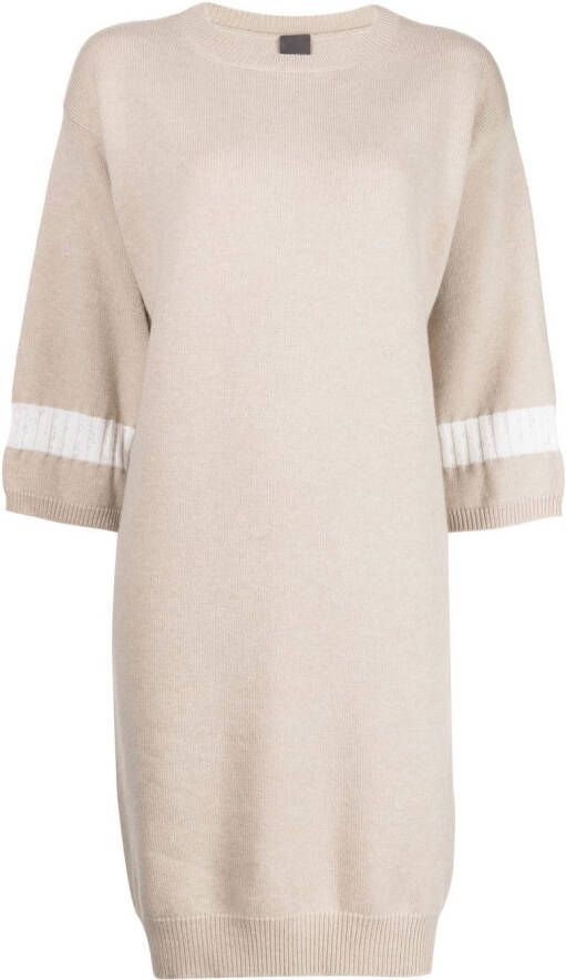 Lorena Antoniazzi Jurk met gestreept detail Beige