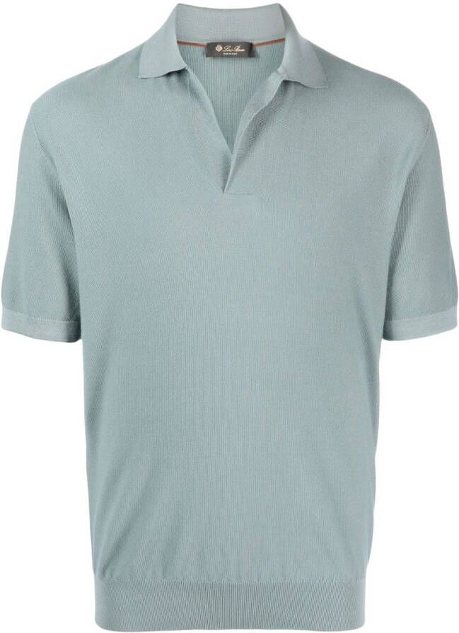 Loro Piana Poloshirt met split in de hals Blauw