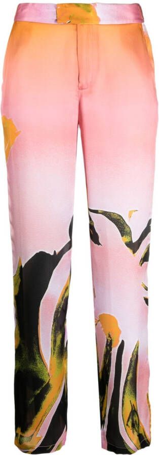 Louisa Ballou Broek met abstracte print Roze