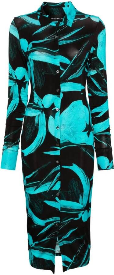 Louisa Ballou Jersey maxi-jurk met bloemenprint Blauw
