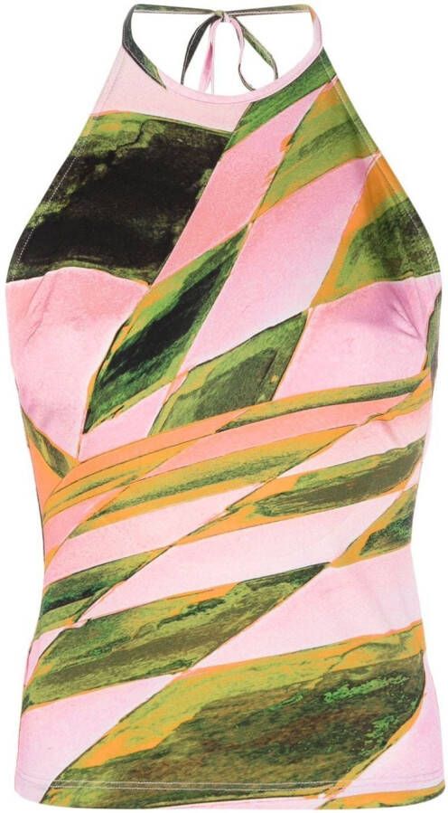 Louisa Ballou Haltertop met abstracte print Roze