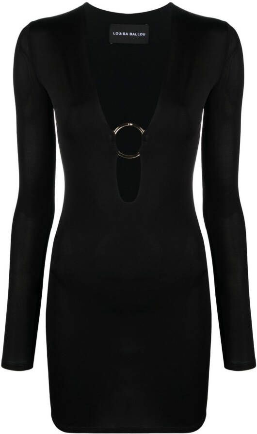 Louisa Ballou Mini-jurk met watervalhals Zwart