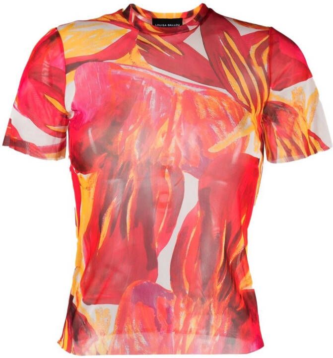 Louisa Ballou T-shirt met print Roze