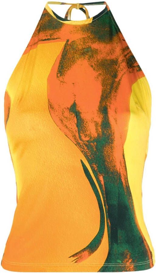 Louisa Ballou Top met grafische print Oranje