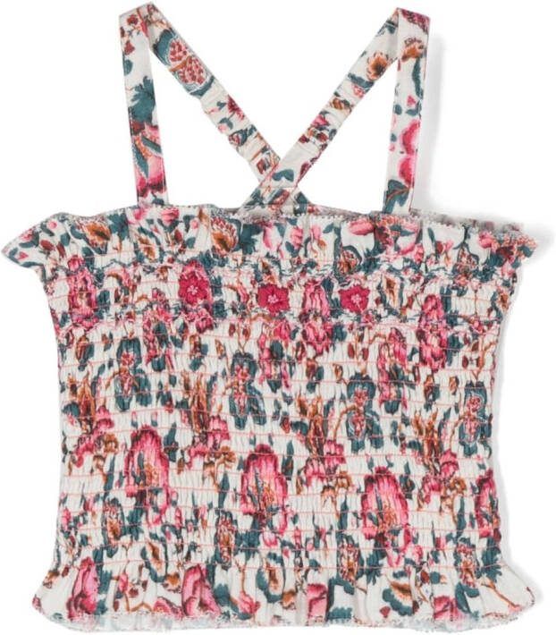 Louise Misha Top met bloe print Beige