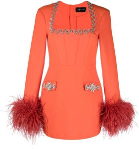 Loulou Mini-jurk verfraaid met kristallen Oranje