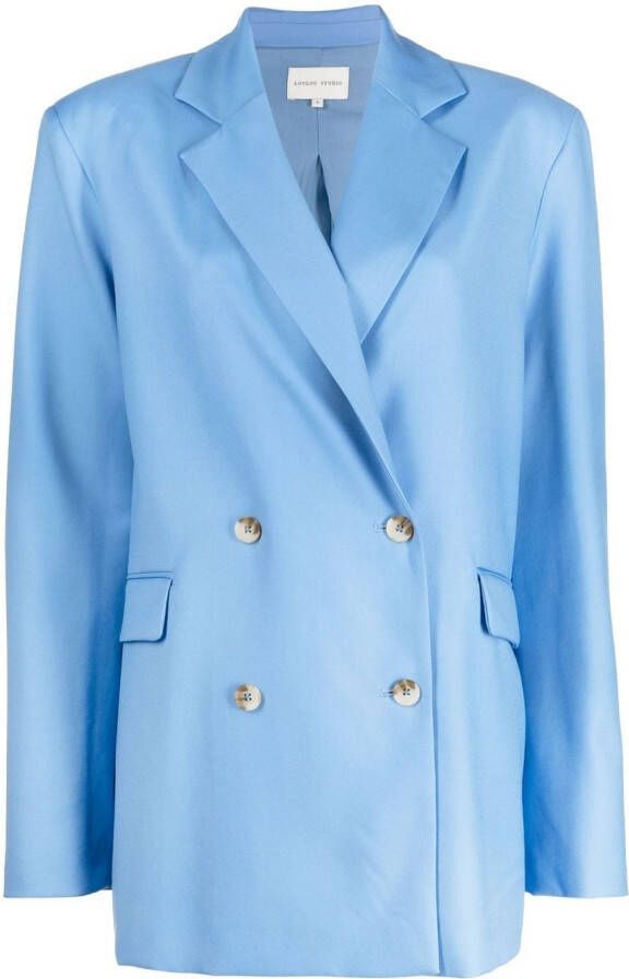 Loulou Studio Blazer met dubbele rij knopen Blauw