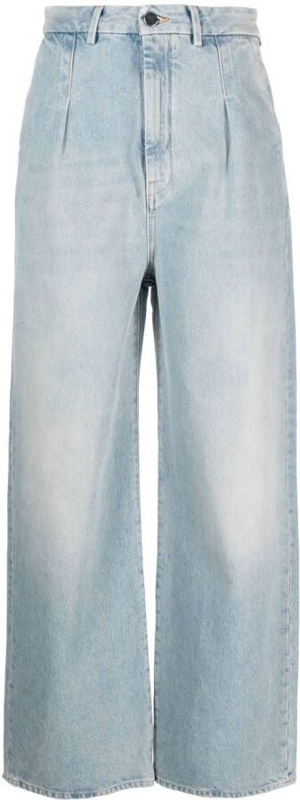 Loulou Studio Jeans met wijde pijpen Blauw