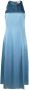 Loulou Studio Midi jurk met satijnen afwerking Blauw - Thumbnail 1