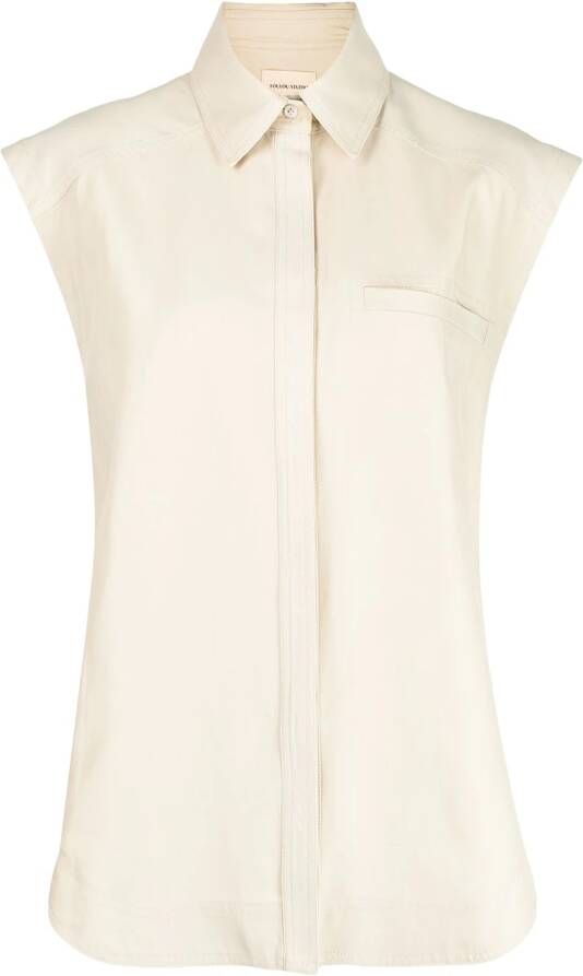 Loulou Studio Mouwloze blouse Beige