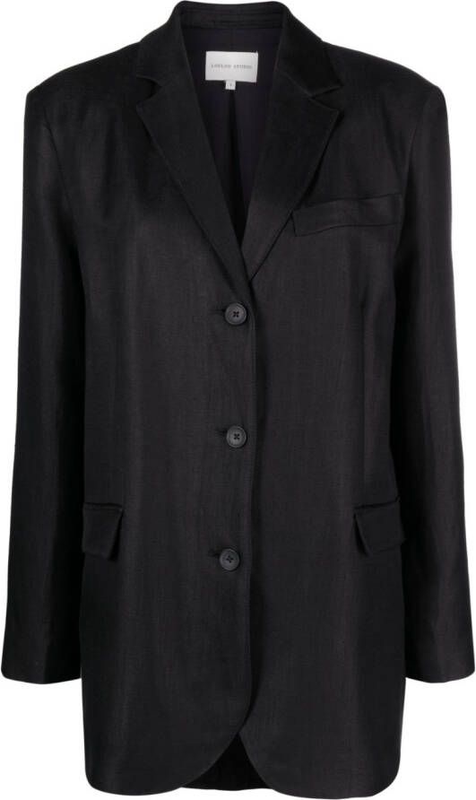 Loulou Studio Linnen blazer Zwart