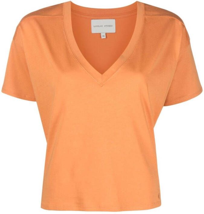 Loulou Studio T-shirt met V-hals Oranje