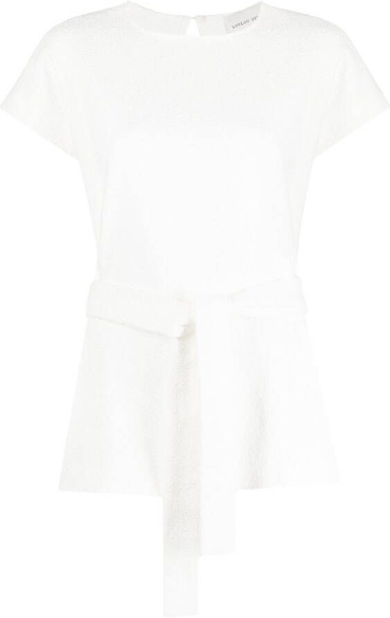 Loulou Studio T-shirt met gestrikte taille Wit