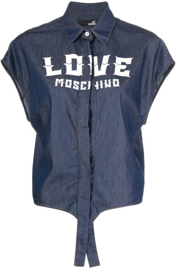 Love Moschino Blouse met logoprint Blauw