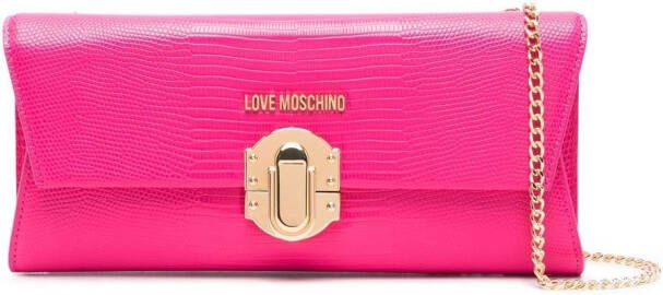 Love Moschino Clutch met krokodillenleer-reliëf Roze