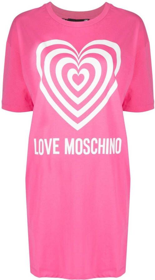 Love Moschino T-shirtjurk met hartprint Roze