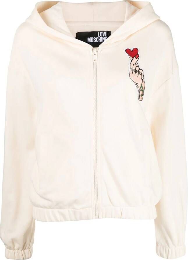 Love Moschino Hoodie met patch Wit