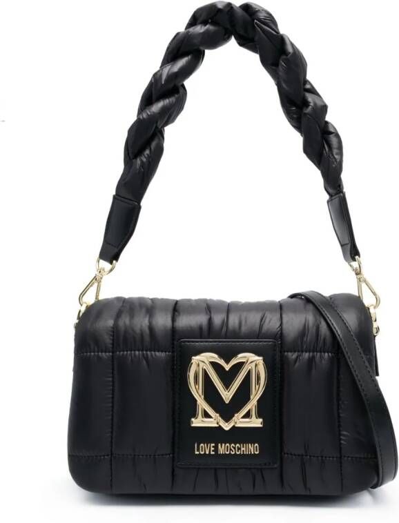 Love Moschino Schoudertas met logoplakkaat Zwart