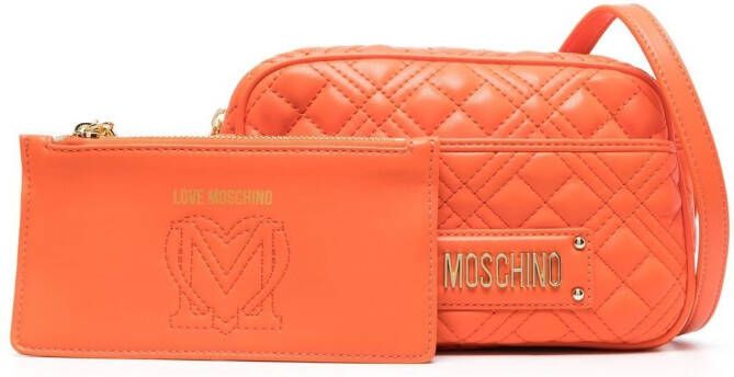 Love Moschino Boekentas met logoplakkaat Oranje