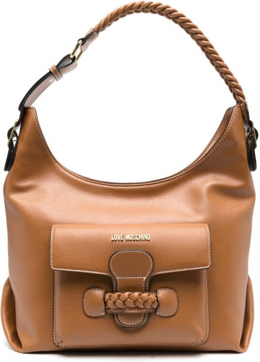 Love Moschino Schoudertas met logoplakkaat Bruin