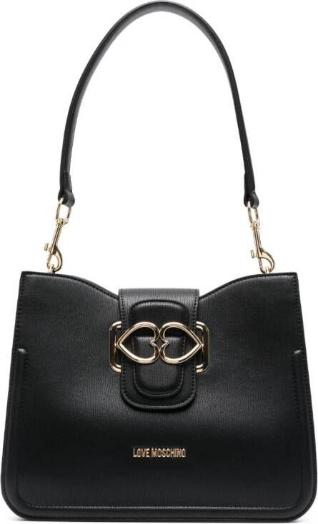 Love Moschino Schoudertas met logoplakkaat Zwart