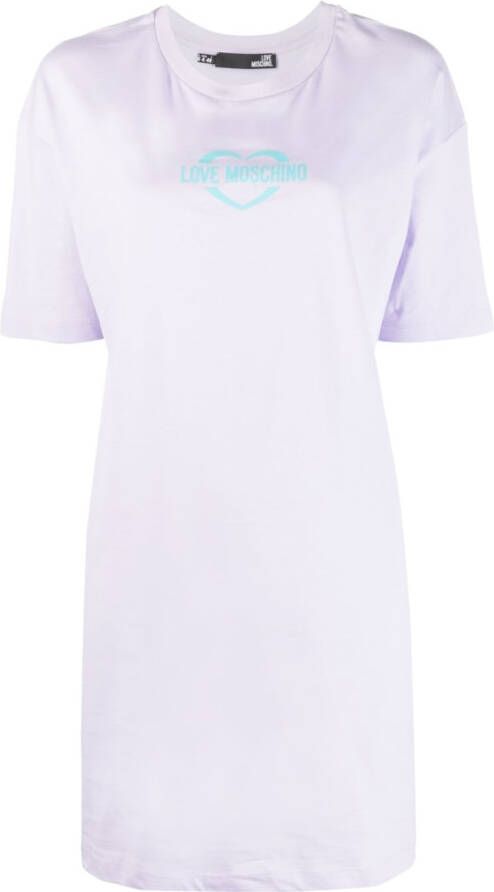Love Moschino T-shirtjurk met logoprint Paars