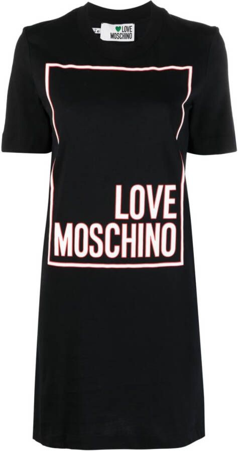 Love Moschino T-shirtjurk met logoprint Zwart