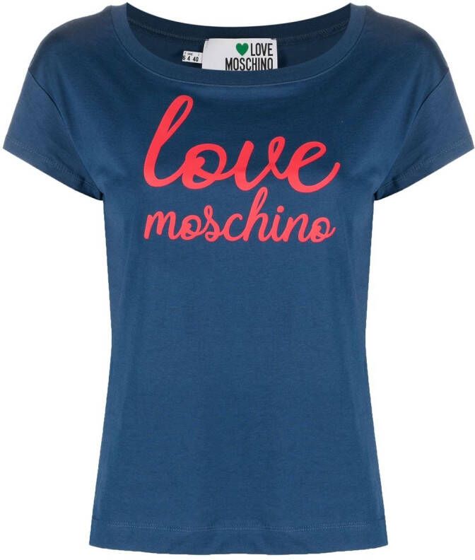 Love Moschino T-shirt met logoprint Blauw