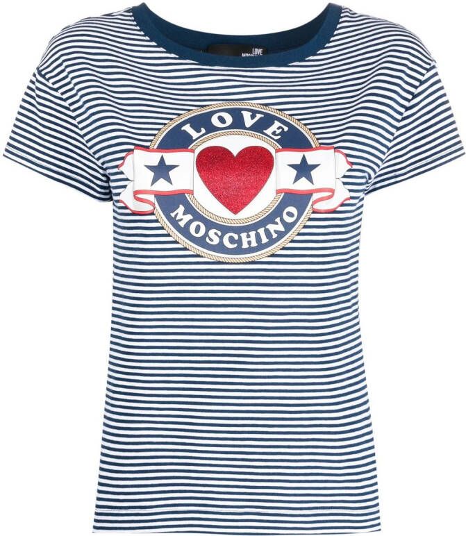 Love Moschino T-shirt met logoprint Blauw