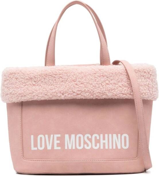 Love Moschino Lola shopper met lammy afwerking Roze