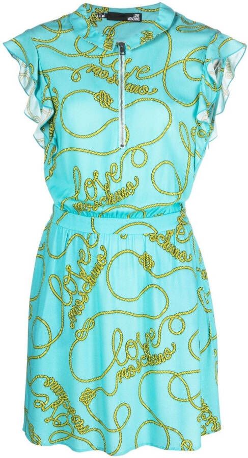 Love Moschino Mini-jurk met logoprint Blauw