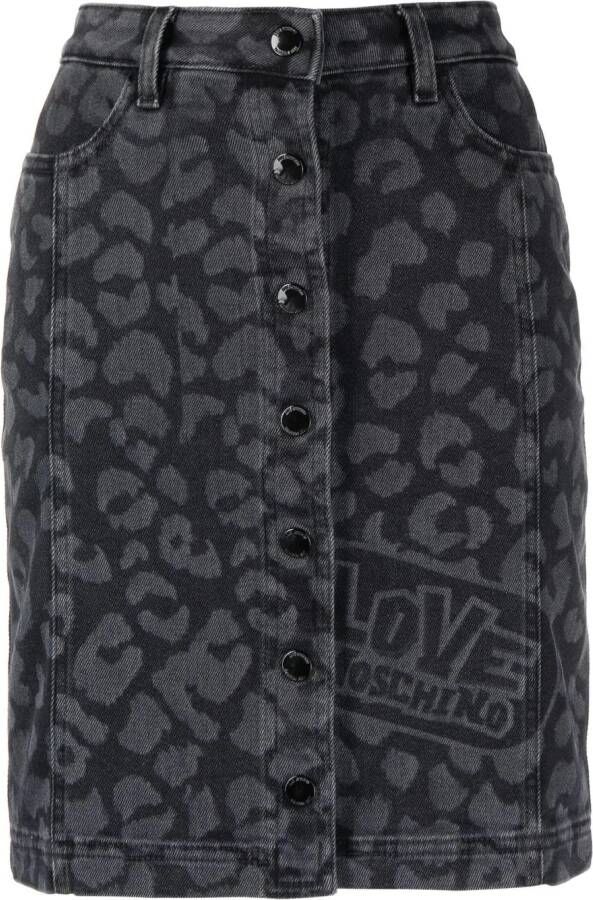 Love Moschino Mini-rok met luipaardprint Zwart