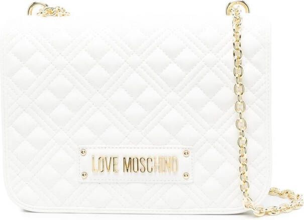 Love Moschino Schoudertas met logoplakkaat Wit