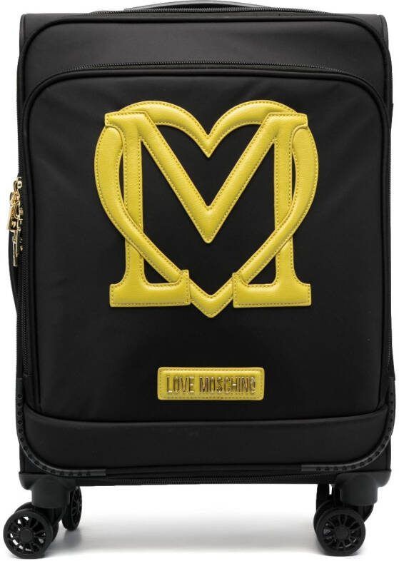 Love Moschino Rolkoffer met logopatch Zwart