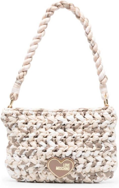 Love Moschino Schoudertas met logoplakkaat Beige