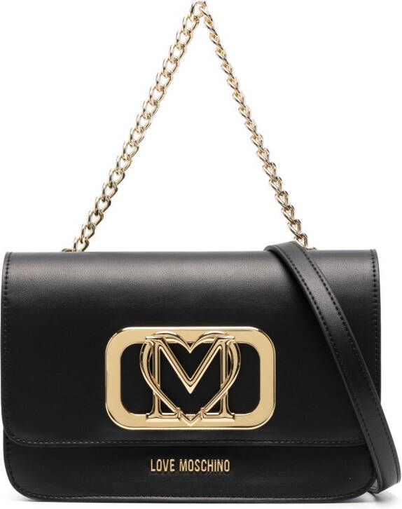 Love Moschino Schoudertas met logoplakkaat Zwart
