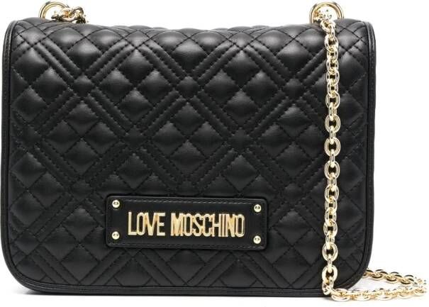 Love Moschino Schoudertas met logoplakkaat Zwart