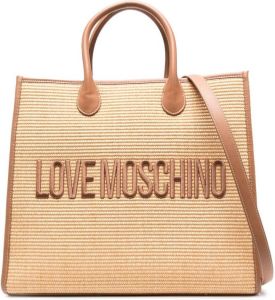 Love Moschino Shopper met geborduurd logo Beige