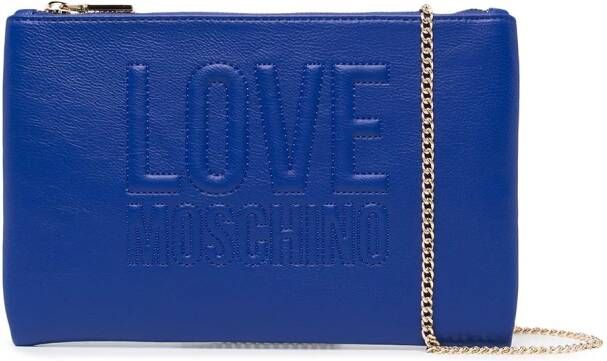 Love Moschino Shopper met logo-reliëf Blauw