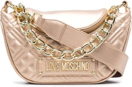 Love Moschino Shopper met logoplakkaat Goud