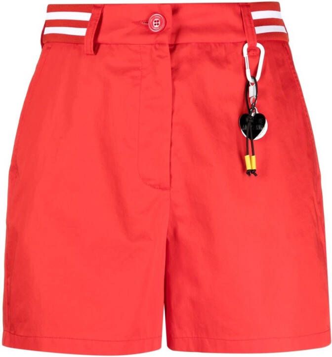 Love Moschino Shorts met logoplakkaat Rood