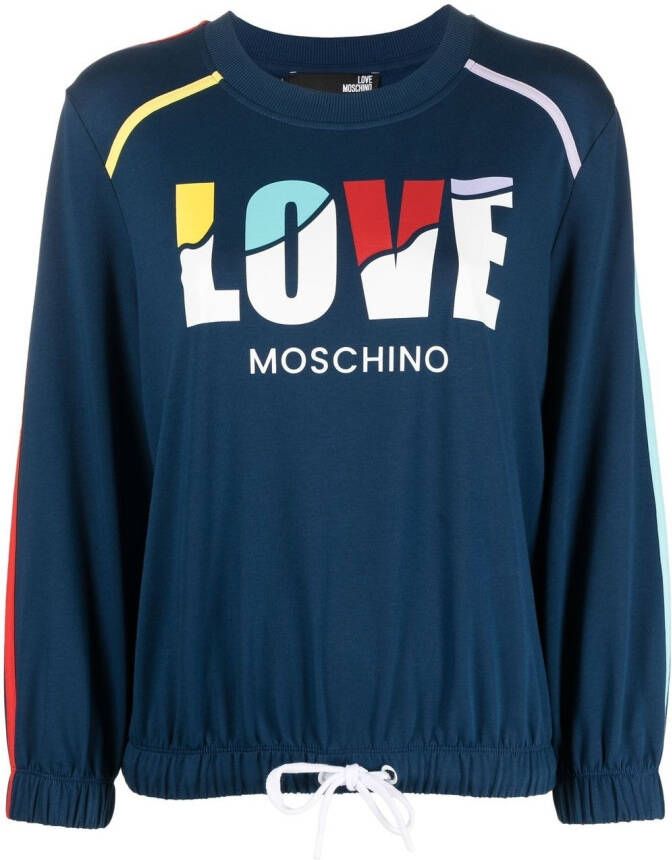 Love Moschino Sweater met logoprint Blauw