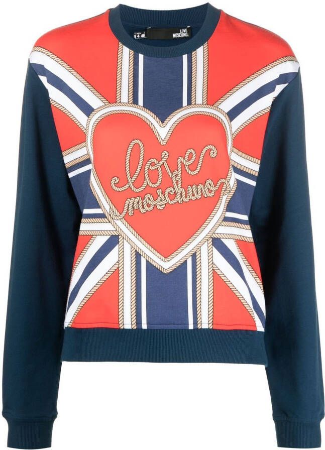 Love Moschino Sweater met logoprint Blauw