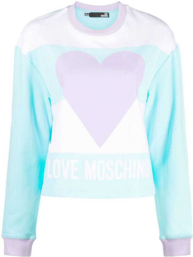 Love Moschino Sweater met logoprint Blauw